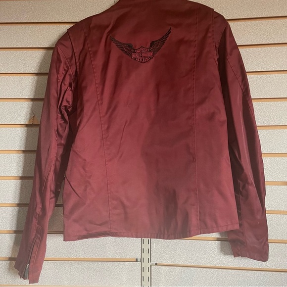 Women's HARLEY DAVIDSON MOTORCYCLES Riding Nylon Jacket - Large Burgundy - Picture 8 of 12